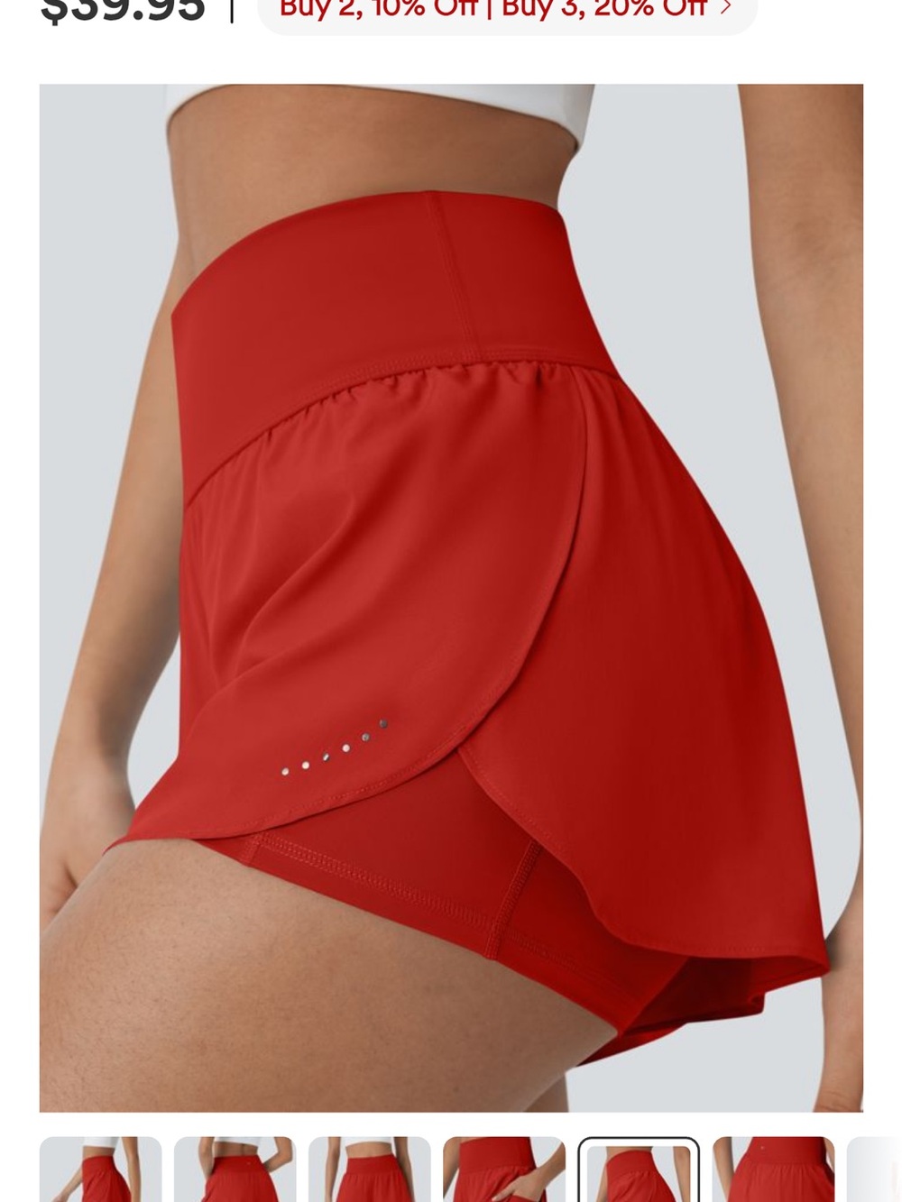 HALARA Red High-Rise Athletic Skort with Built-In Shorts